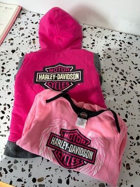 Harley-Davidson Kids Pink Hoodie & Top Set - Pink